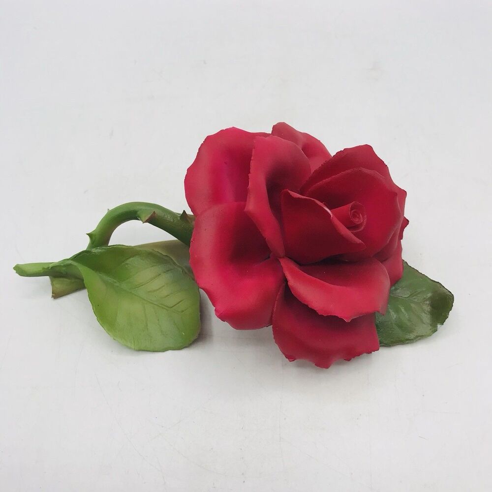 Vtg 1985 Franklin Mint Capodimonte "American Beauty" Porcelain Red Rose Italy